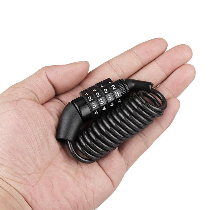 Ultralight Bicycle Helmet Lock - 1.5m Stretchable Steel Cable Chain - 4 Digit Resettable Password Anti-Theft Lock for MTB, Road Bike &amp; Motorcycle