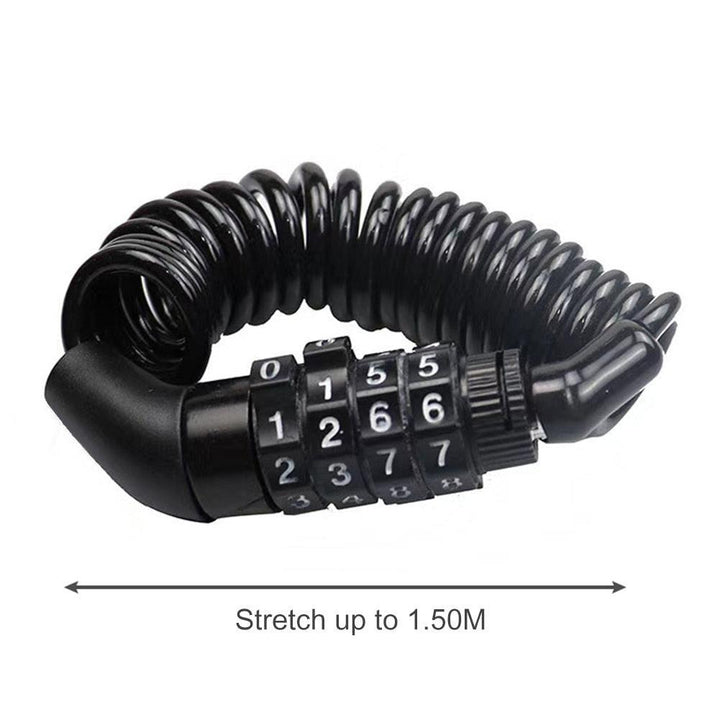 Ultralight Bicycle Helmet Lock - 1.5m Stretchable Steel Cable Chain - 4 Digit Resettable Password Anti-Theft Lock for MTB, Road Bike &amp; Motorcycle