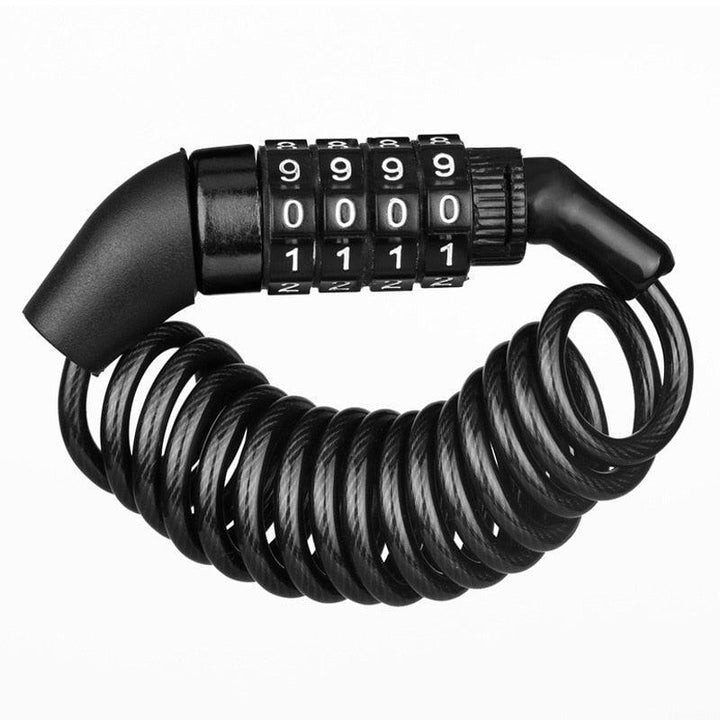 Ultralight Bicycle Helmet Lock - 1.5m Stretchable Steel Cable Chain - 4 Digit Resettable Password Anti-Theft Lock for MTB, Road Bike &amp; Motorcycle