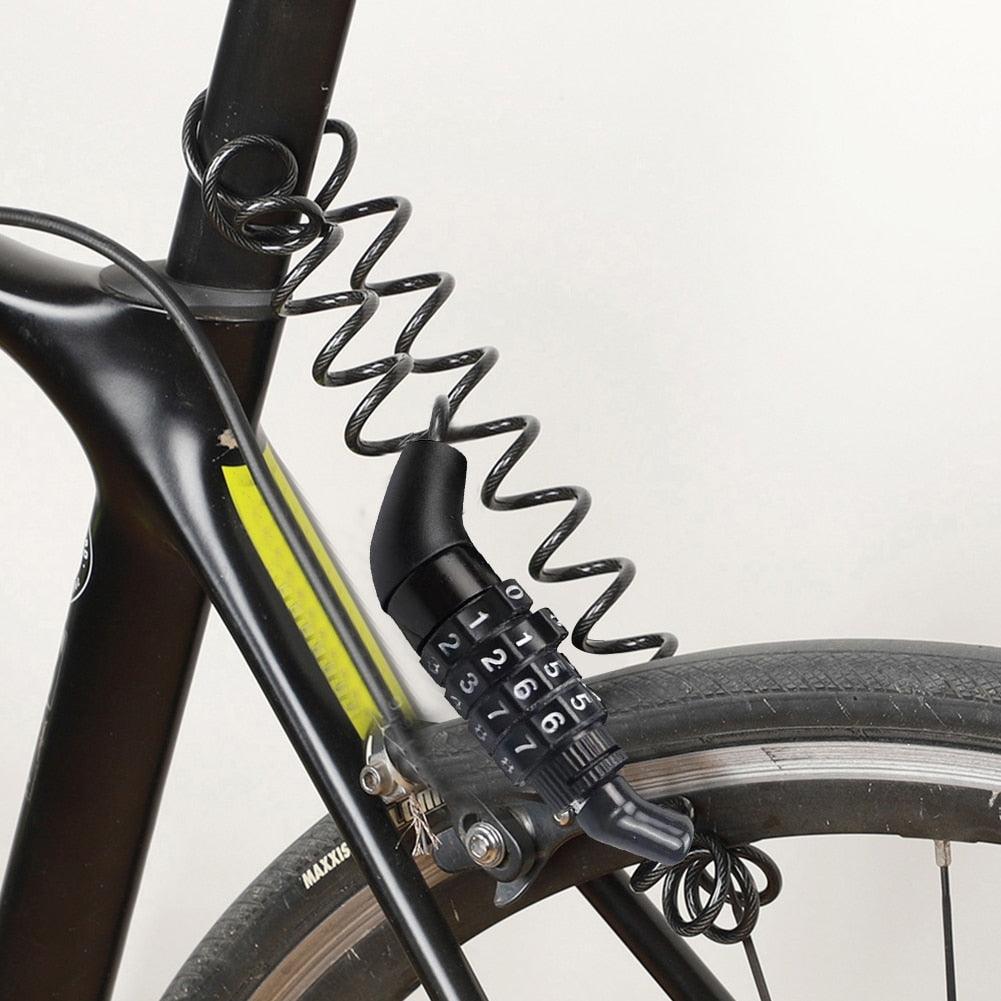 Ultralight Bicycle Helmet Lock - 1.5m Stretchable Steel Cable Chain - 4 Digit Resettable Password Anti-Theft Lock for MTB, Road Bike &amp; Motorcycle