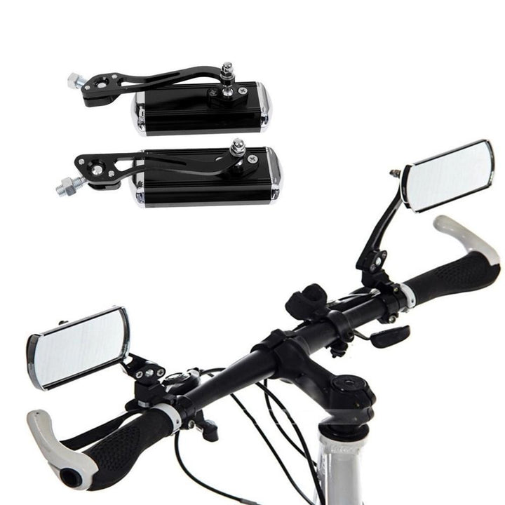 NowAct A2A017 Aluminum Bicycle Rear View Mirror - 360° Adjustable Real Glass Mirrors - Universal Handlebar Mount for E-Bike, Motorcycle &amp; Scooters