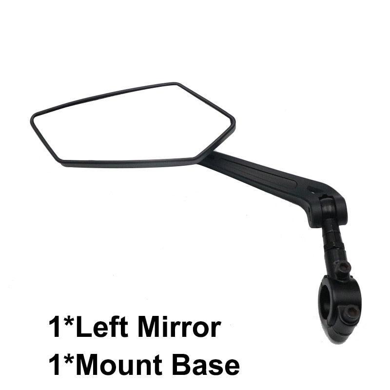 Ride Race Wide-Range Bicycle Rear View Mirror - HD Glass Convex Mirror - Multi-Angle Adjustable - Universal Fit for 22-25mm Handlebars - MTB &amp; Road Bike Reflector
