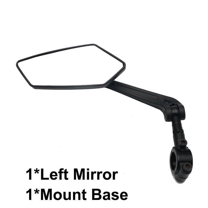 Ride Race Wide-Range Bicycle Rear View Mirror - HD Glass Convex Mirror - Multi-Angle Adjustable - Universal Fit for 22-25mm Handlebars - MTB &amp; Road Bike Reflector