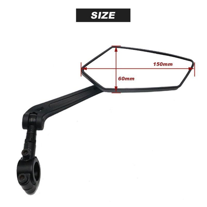 Ride Race Wide-Range Bicycle Rear View Mirror - HD Glass Convex Mirror - Multi-Angle Adjustable - Universal Fit for 22-25mm Handlebars - MTB &amp; Road Bike Reflector
