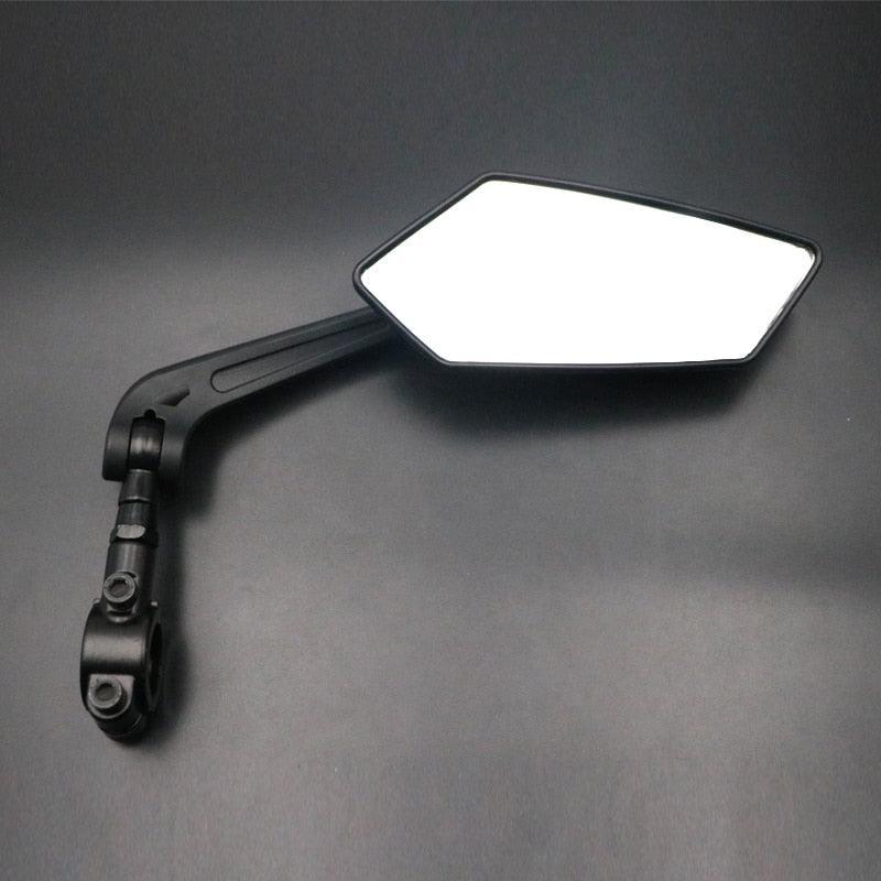 Ride Race Wide-Range Bicycle Rear View Mirror - HD Glass Convex Mirror - Multi-Angle Adjustable - Universal Fit for 22-25mm Handlebars - MTB &amp; Road Bike Reflector
