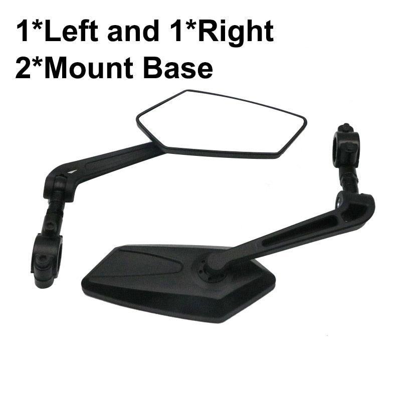 Ride Race Wide-Range Bicycle Rear View Mirror - HD Glass Convex Mirror - Multi-Angle Adjustable - Universal Fit for 22-25mm Handlebars - MTB &amp; Road Bike Reflector