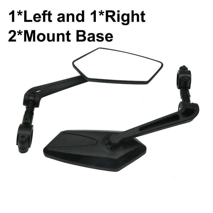 Ride Race Wide-Range Bicycle Rear View Mirror - HD Glass Convex Mirror - Multi-Angle Adjustable - Universal Fit for 22-25mm Handlebars - MTB &amp; Road Bike Reflector