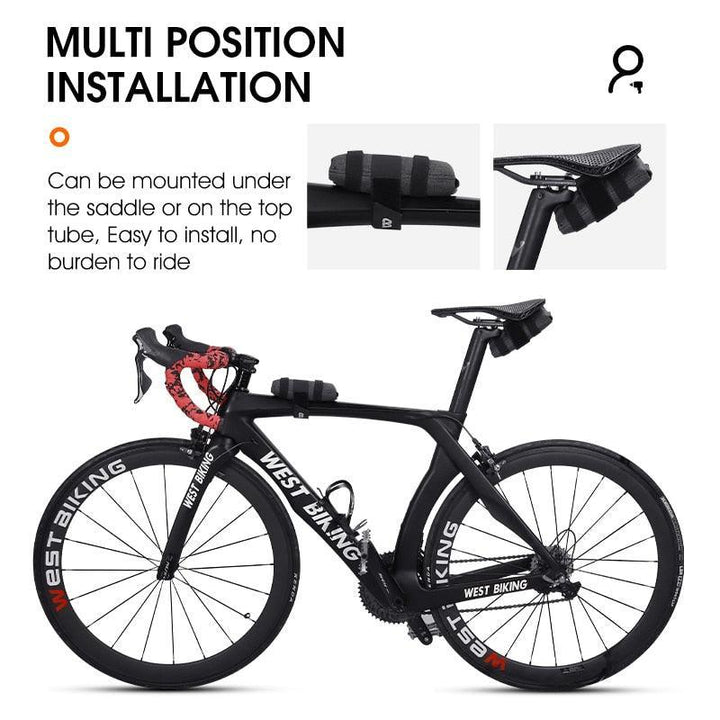 WEST BIKING Ultralight Folding Bike Saddle Bag - 92g Compact Tool Organizer - 600D Scratch-Resistant Polyester Tail Pouch for MTB &amp; Road Bikes