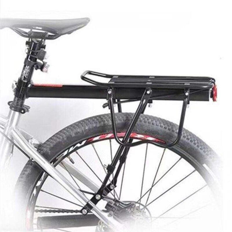 QILEJVS 110lbs Heavy Duty Bike Cargo Rack - Universal Aluminum Rear Bike Rack - Quick Release Seatpost Mount with 4-Leg Support &amp; Safety Reflector