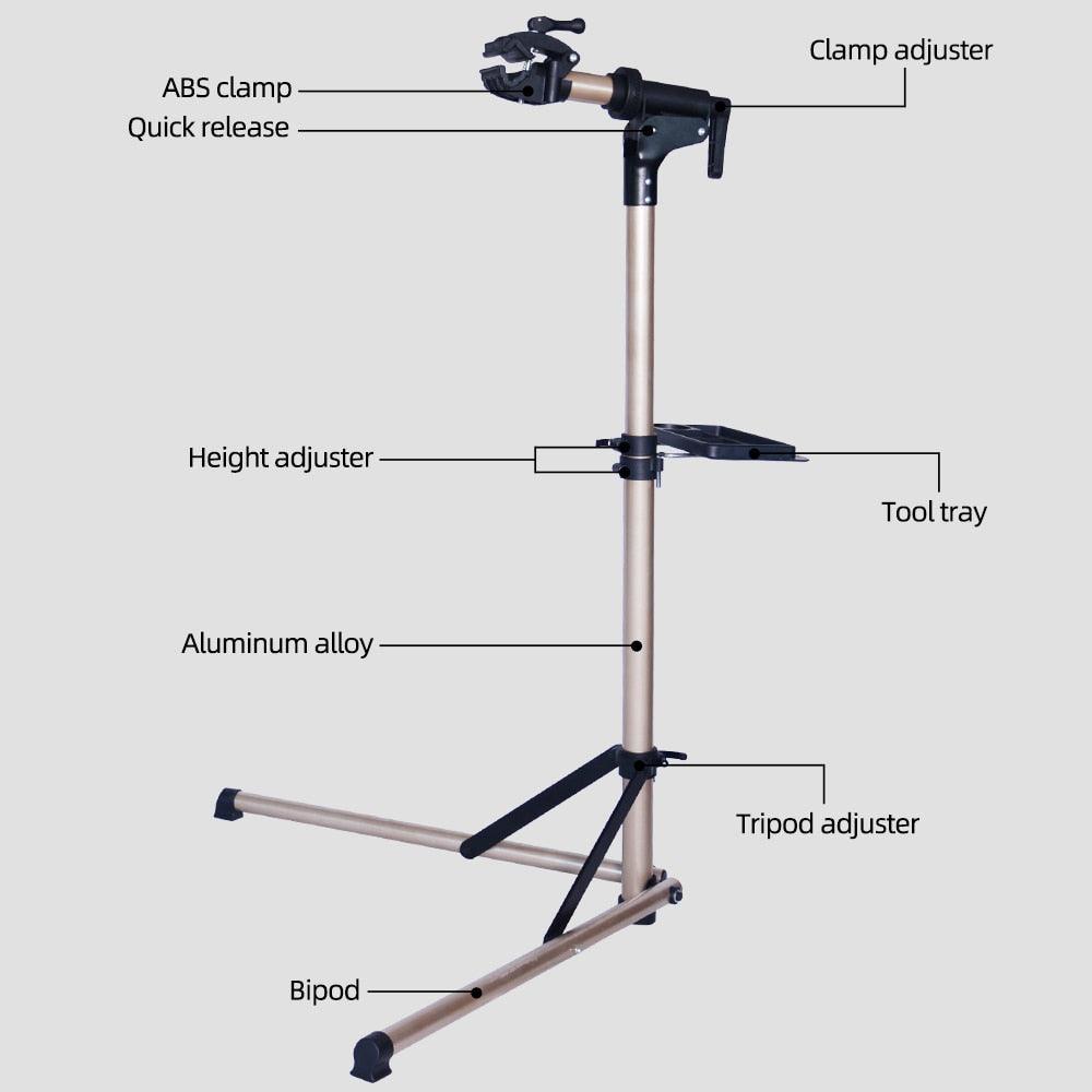 ThinkRider RS-100 Aluminum Alloy Bike Repair Stand - 360° Rotatable Professional Workstand - Foldable &amp; Height Adjustable (102-161cm) - Includes Magnetic Tool Tray