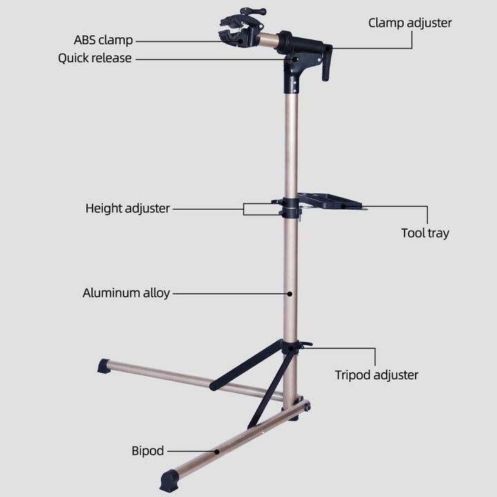 ThinkRider RS-100 Aluminum Alloy Bike Repair Stand - 360° Rotatable Professional Workstand - Foldable &amp; Height Adjustable (102-161cm) - Includes Magnetic Tool Tray