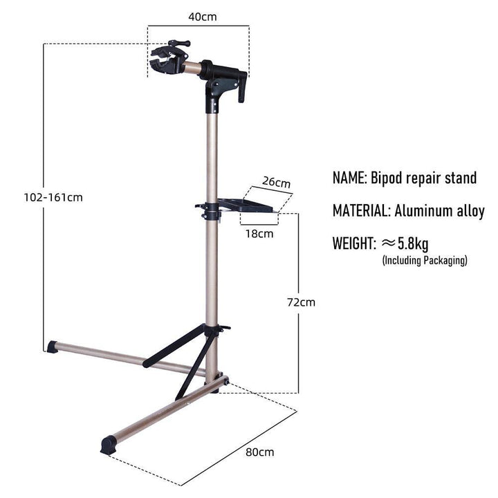 ThinkRider RS-100 Aluminum Alloy Bike Repair Stand - 360° Rotatable Professional Workstand - Foldable &amp; Height Adjustable (102-161cm) - Includes Magnetic Tool Tray