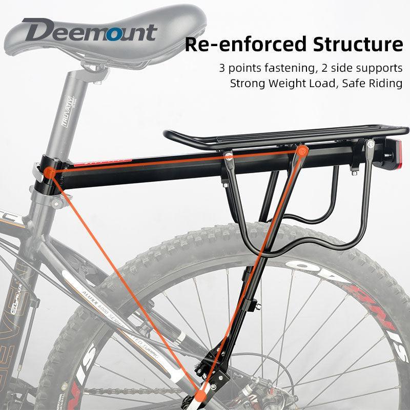 Deemount 50KG High-Load Bike Cargo Rack - Aluminum Alloy Rear Luggage Carrier - Height &amp; Length Adjustable for 20-29 inch MTB &amp; Road Bikes