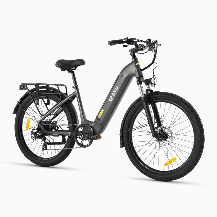 DYU C1 26 Inch Step-Thru City Electric Bike with Shimano 7-Speed for Multi-Terrain Use