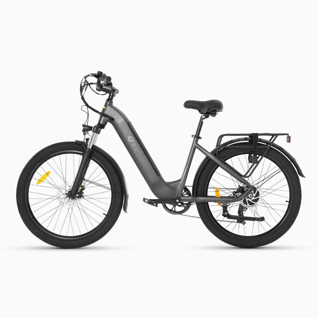 DYU C1 26 Inch Step-Thru City Electric Bike with Shimano 7-Speed for Multi-Terrain Use