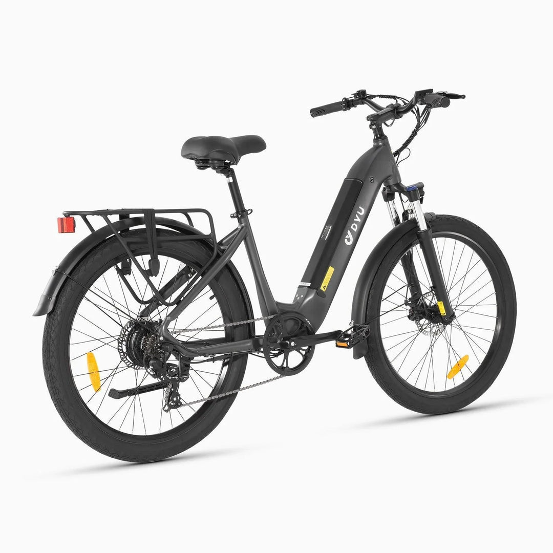 DYU C1 26 Inch Step-Thru City Electric Bike with Shimano 7-Speed for Multi-Terrain Use
