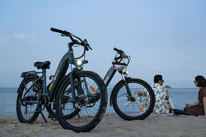 DYU C1 26 Inch Step-Thru City Electric Bike with Shimano 7-Speed for Multi-Terrain Use