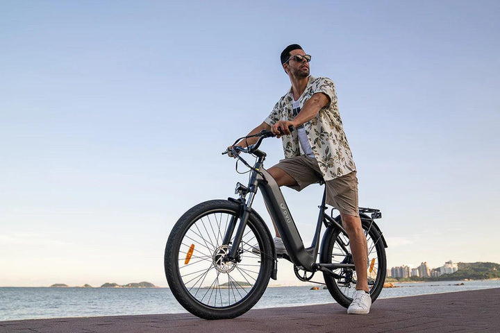 DYU C1 26 Inch Step-Thru City Electric Bike with Shimano 7-Speed for Multi-Terrain Use