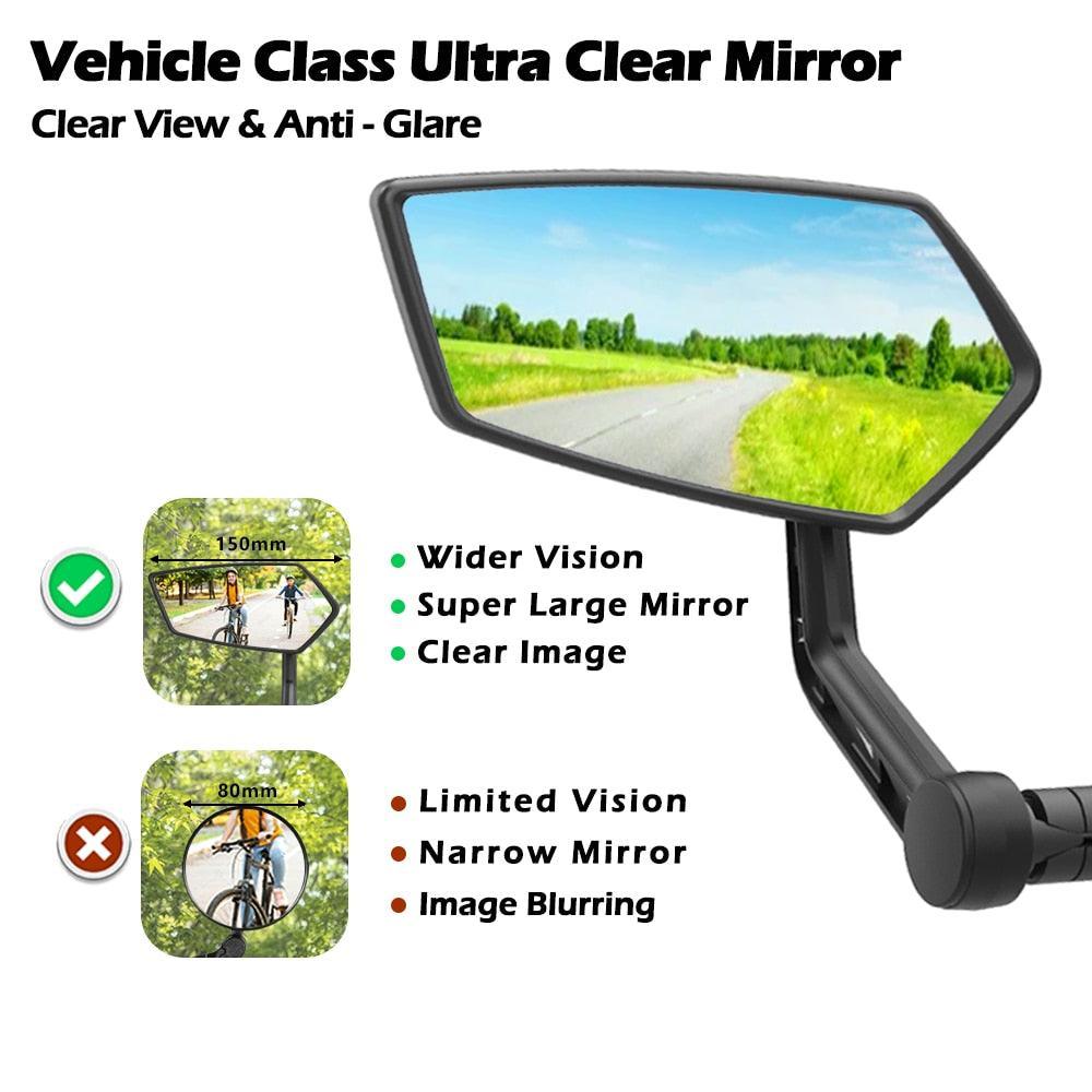 EasyDo 360° Rotating Bike Handlebar Mirror - HD Glass Rear View Mirror for Road &amp; MTB - Anti-Shake &amp; Wide Angle Safety Mirror - Fits 15-24.5mm Bars