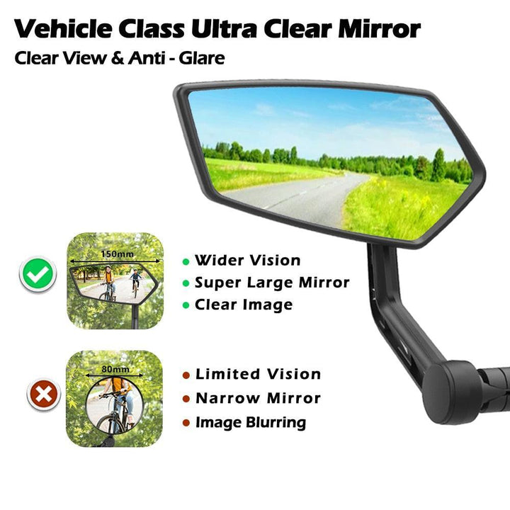 EasyDo 360° Rotating Bike Handlebar Mirror - HD Glass Rear View Mirror for Road &amp; MTB - Anti-Shake &amp; Wide Angle Safety Mirror - Fits 15-24.5mm Bars