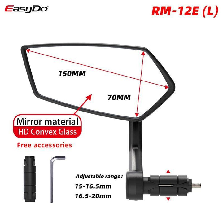 EasyDo 360° Rotating Bike Handlebar Mirror - HD Glass Rear View Mirror for Road &amp; MTB - Anti-Shake &amp; Wide Angle Safety Mirror - Fits 15-24.5mm Bars