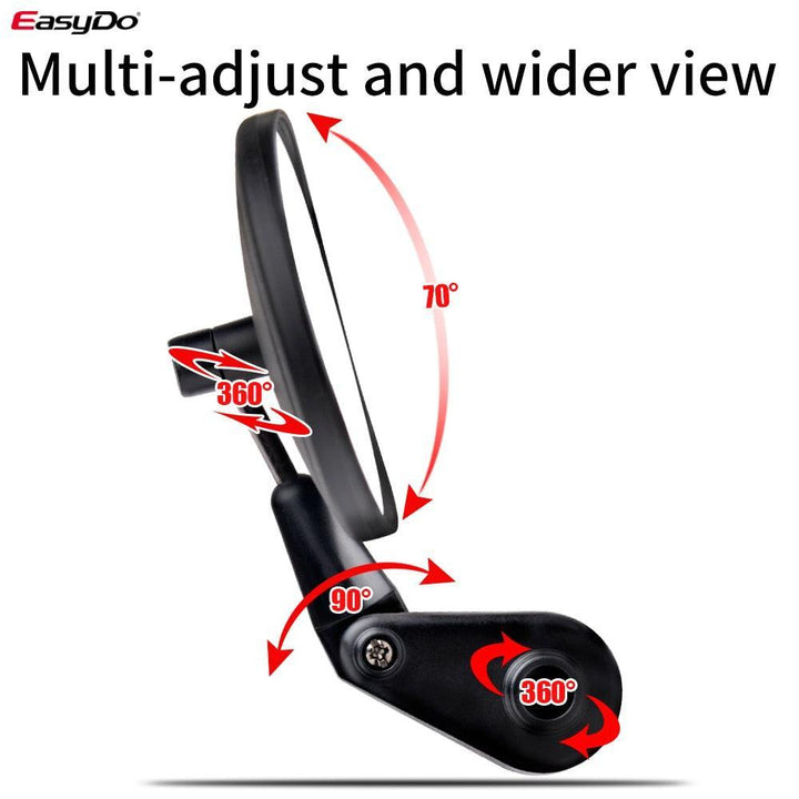 EasyDo 360° Rotating Bike Handlebar Mirror - HD Glass Rear View Mirror for Road &amp; MTB - Anti-Shake &amp; Wide Angle Safety Mirror - Fits 15-24.5mm Bars