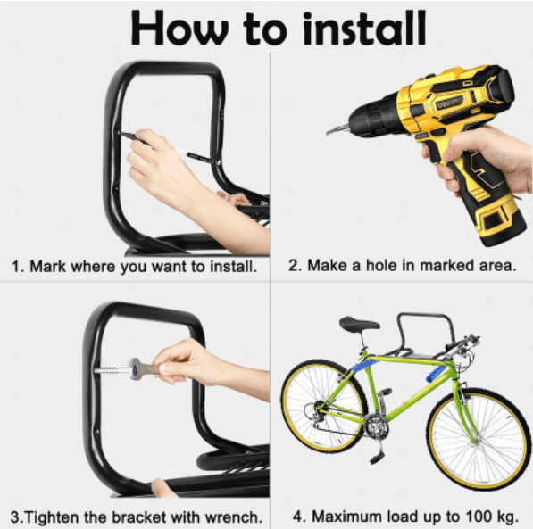 Space-Saving Folding Bike Wall Hook
