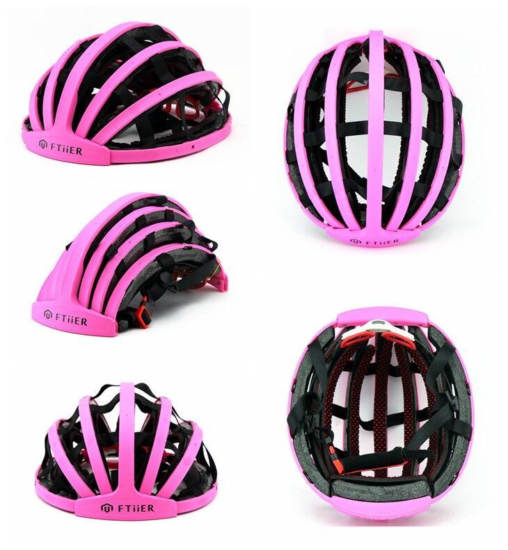 Ftiier Foldable Cycling Helmet - Ultralight 250g Portable Bike Helmet - High-Density Impact Resistant PC+EPS Protection for Road &amp; MTB (M/L)