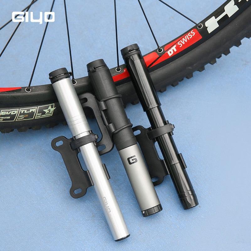 GIYO 120psi Portable Mini Bike Pump - Ultralight Aluminum Alloy Inflator - Hidden Hose Design for Presta &amp; Schrader Valves (GP-89/871A/GM-571E)