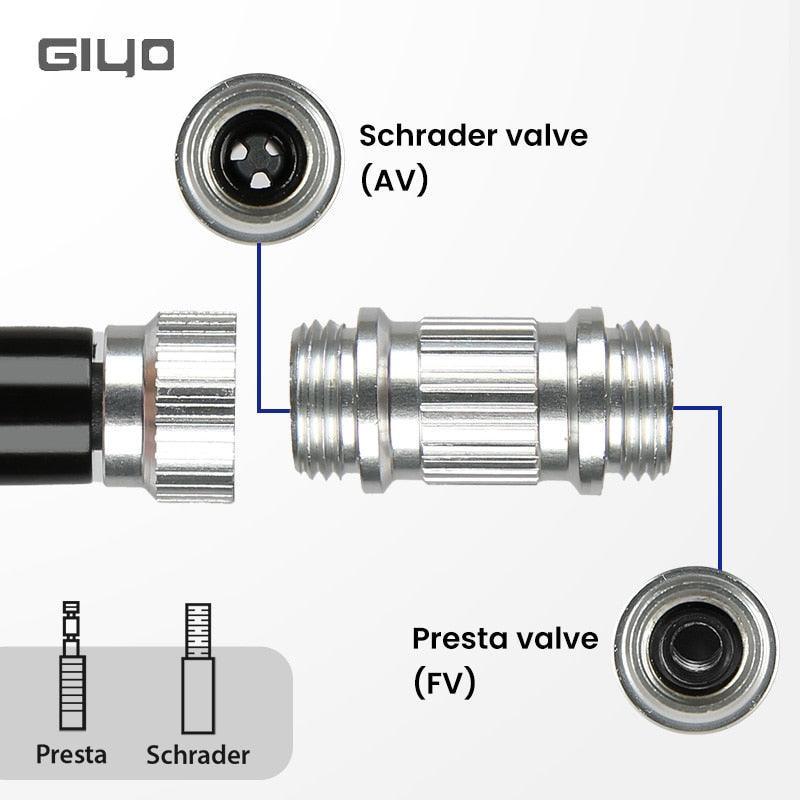 GIYO 120psi Portable Mini Bike Pump - Ultralight Aluminum Alloy Inflator - Hidden Hose Design for Presta &amp; Schrader Valves (GP-89/871A/GM-571E)