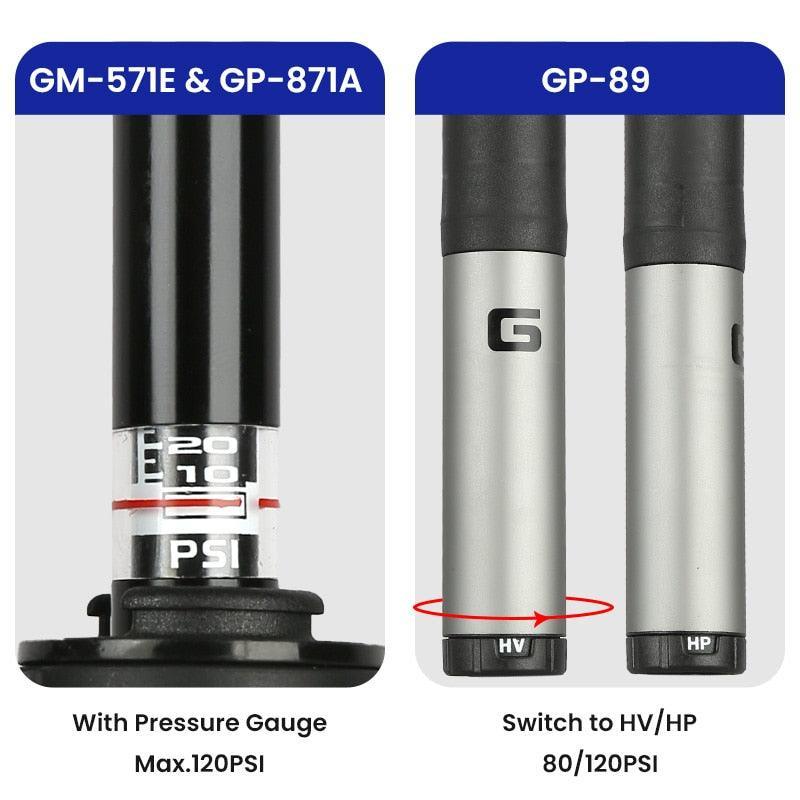 GIYO 120psi Portable Mini Bike Pump - Ultralight Aluminum Alloy Inflator - Hidden Hose Design for Presta &amp; Schrader Valves (GP-89/871A/GM-571E)
