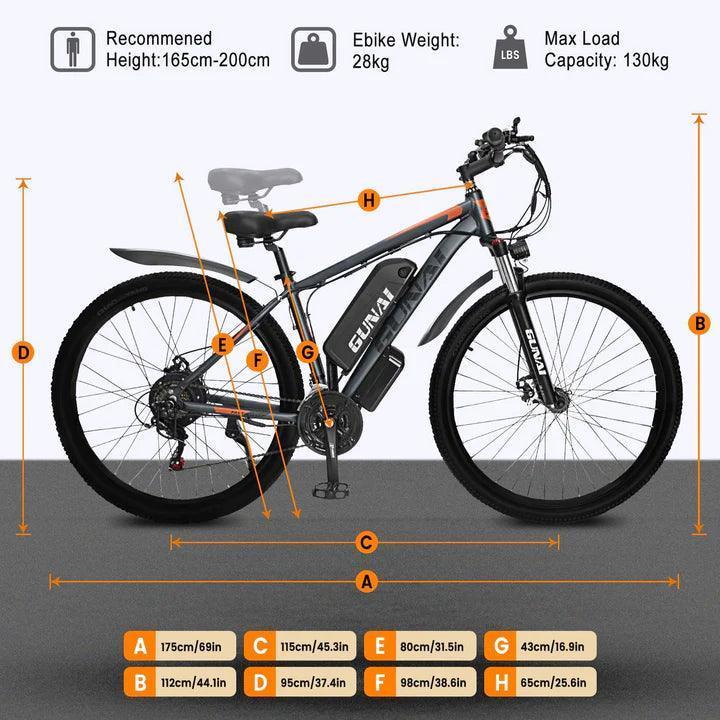 GUNAI GN29 Electric Bike with Front Shock Absorber and IPX3 Waterproof Rating