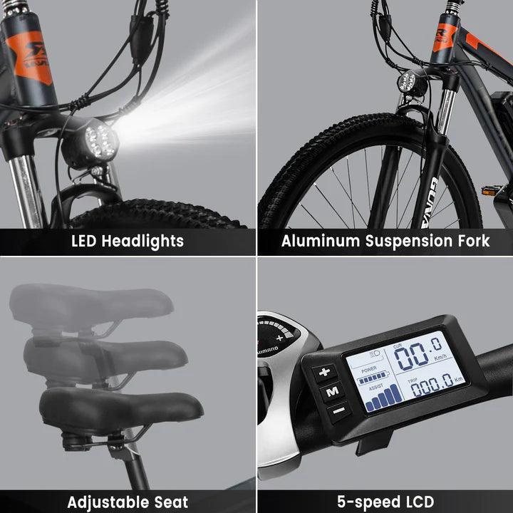 GUNAI GN29 Electric Bike with Front Shock Absorber and IPX3 Waterproof Rating