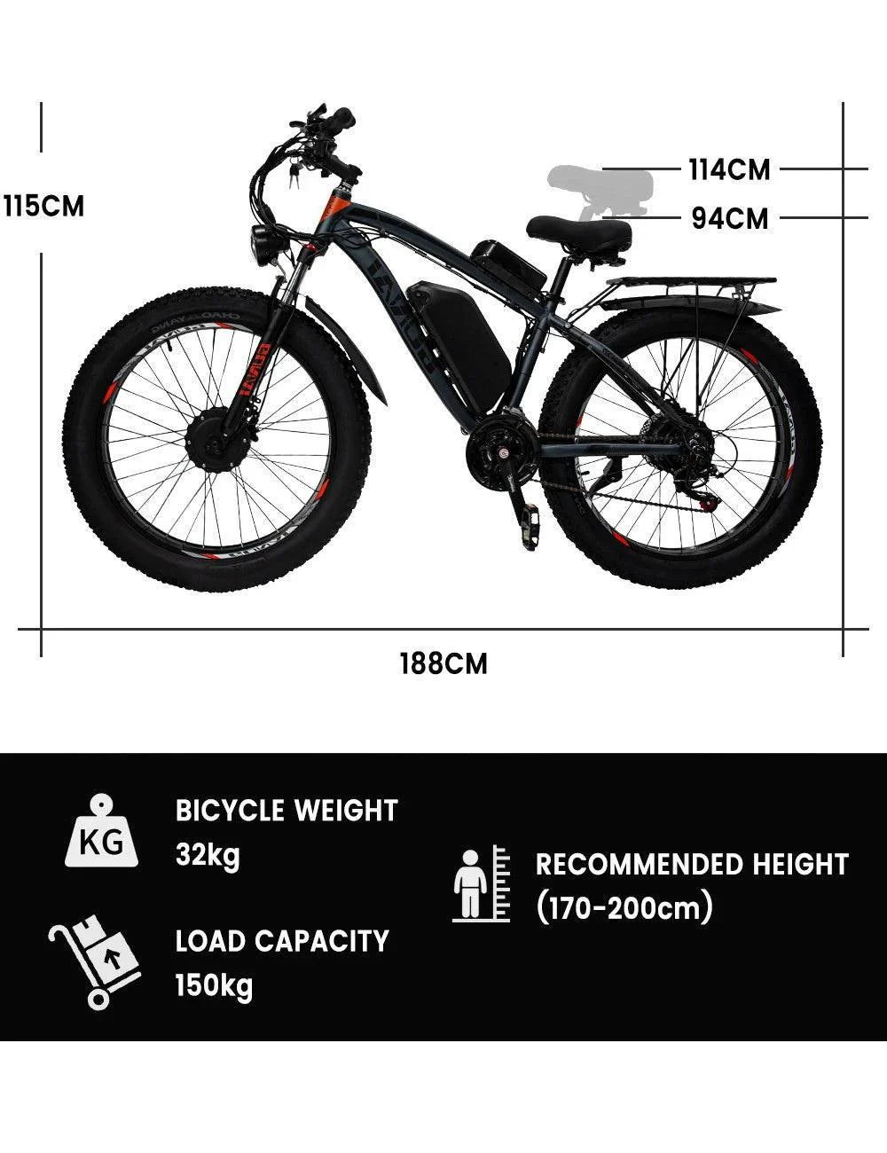 GUNAI GN88 Dual Motor Electric Mountain Bike with 55km/h Max Speed