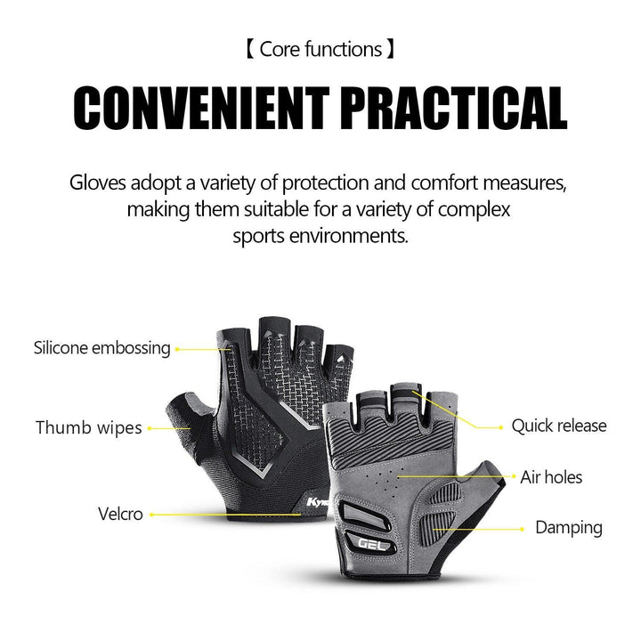 Fezrgea Gel Liquid Silicone Cycling Gloves - Half Finger Breathable MTB Road Bike Mittens - Shock-Absorbing &amp; Washable Universal Riding Gloves