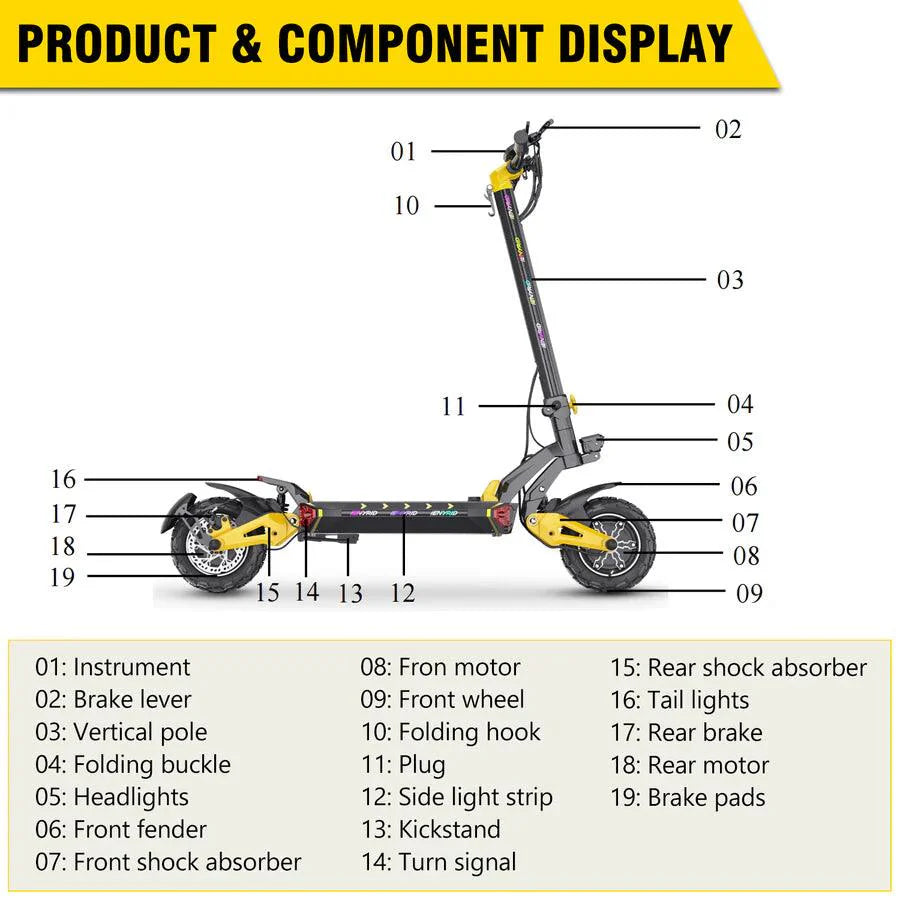 iENYRID ES60 Dual Motor Electric Scooter with Security Button Unlock System
