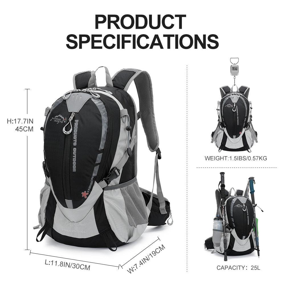 INOXTO 25L Professional Mountaineering Backpack - Hydration Compatible Hiking Daypack - Waterproof Polyester Sport Bag for Cycling &amp; Trekking
