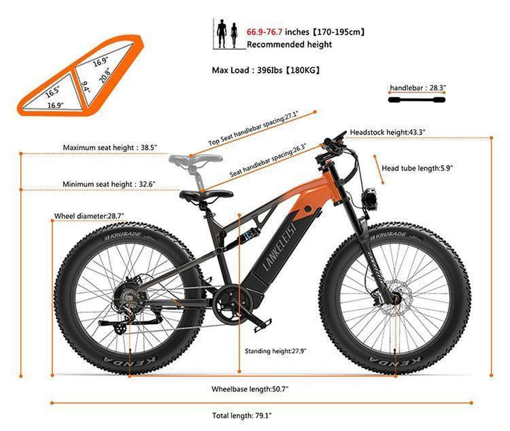 Lankeleisi RV700 Explorer Electric Mountain Bike with Dual Hydraulic Disc Brakes