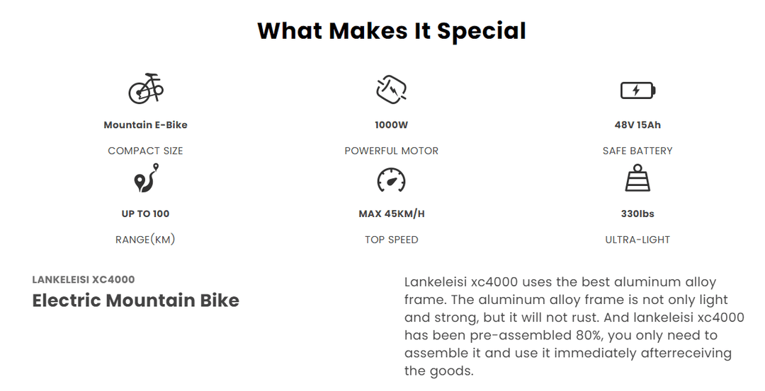Lankeleisi XC4000 Fat Tire Electric Bike for Mountain Trails and All-Terrain Riding