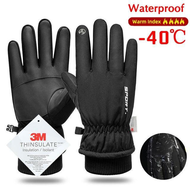 NEWBOLER -40℃ Winter Cycling Gloves - 100% Waterproof &amp; Windproof - 3M Thinsulate Thermal Fleece - Sensitive Ten-Finger Touchscreen for Skiing &amp; MTB