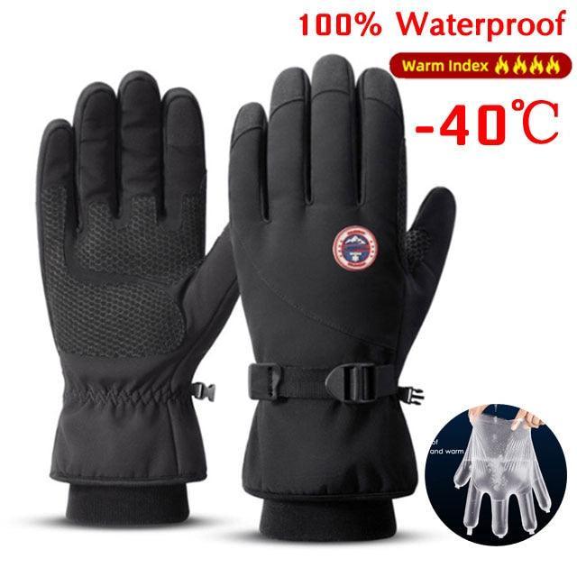 NEWBOLER -40℃ Winter Cycling Gloves - 100% Waterproof &amp; Windproof - 3M Thinsulate Thermal Fleece - Sensitive Ten-Finger Touchscreen for Skiing &amp; MTB