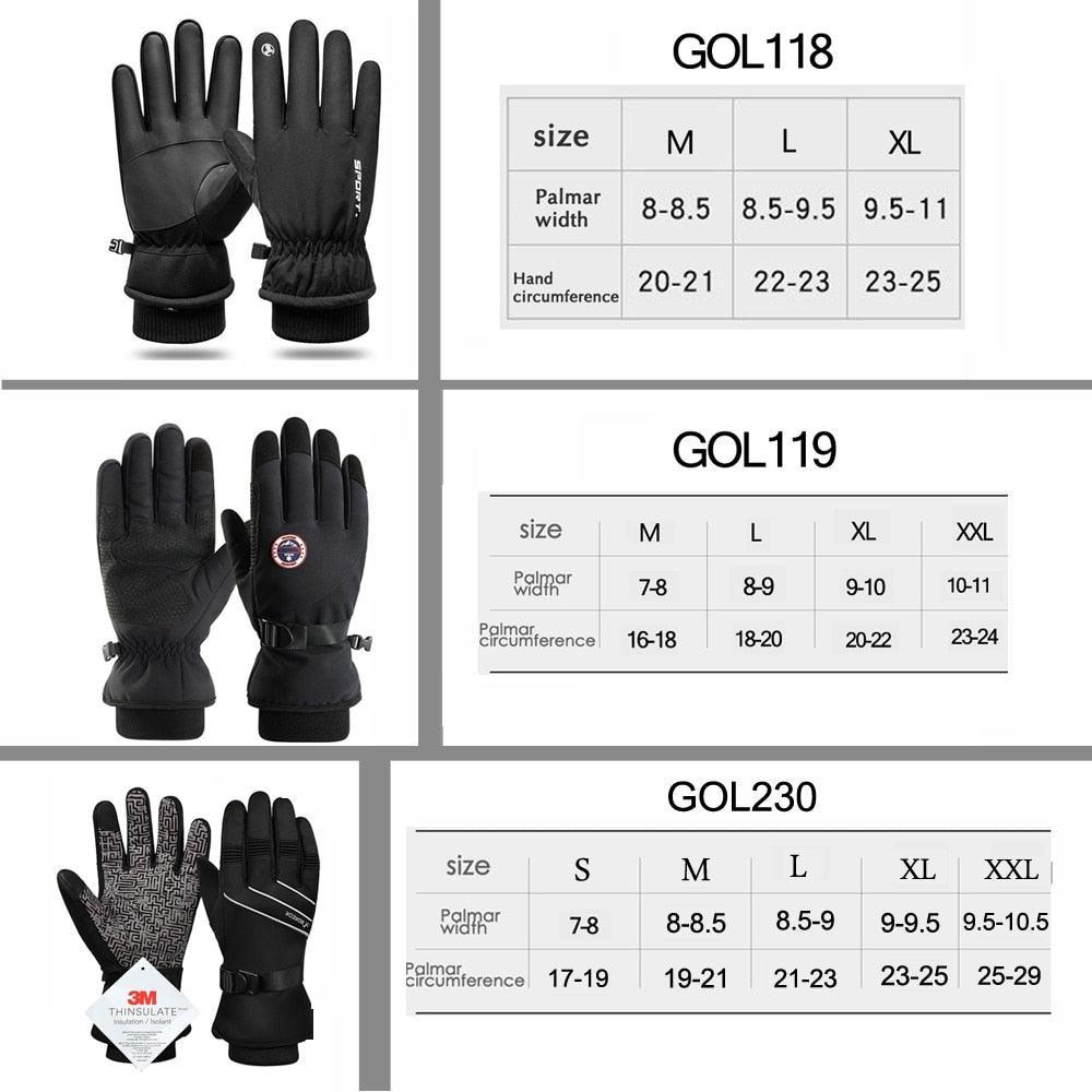 NEWBOLER -40℃ Winter Cycling Gloves - 100% Waterproof &amp; Windproof - 3M Thinsulate Thermal Fleece - Sensitive Ten-Finger Touchscreen for Skiing &amp; MTB