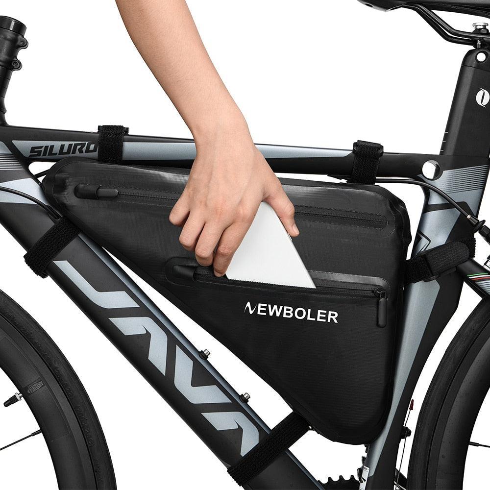 NEWBOLER Full Waterproof Bike Frame Bag - AS-017A Large Capacity Triangle Bag - 600D Nylon Seamless Pannier for MTB &amp; Road Bikepacking (1L-10L)