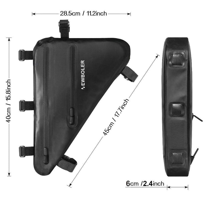 NEWBOLER Full Waterproof Bike Frame Bag - AS-017A Large Capacity Triangle Bag - 600D Nylon Seamless Pannier for MTB &amp; Road Bikepacking (1L-10L)