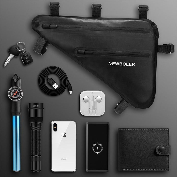 NEWBOLER Full Waterproof Bike Frame Bag - AS-017A Large Capacity Triangle Bag - 600D Nylon Seamless Pannier for MTB &amp; Road Bikepacking (1L-10L)