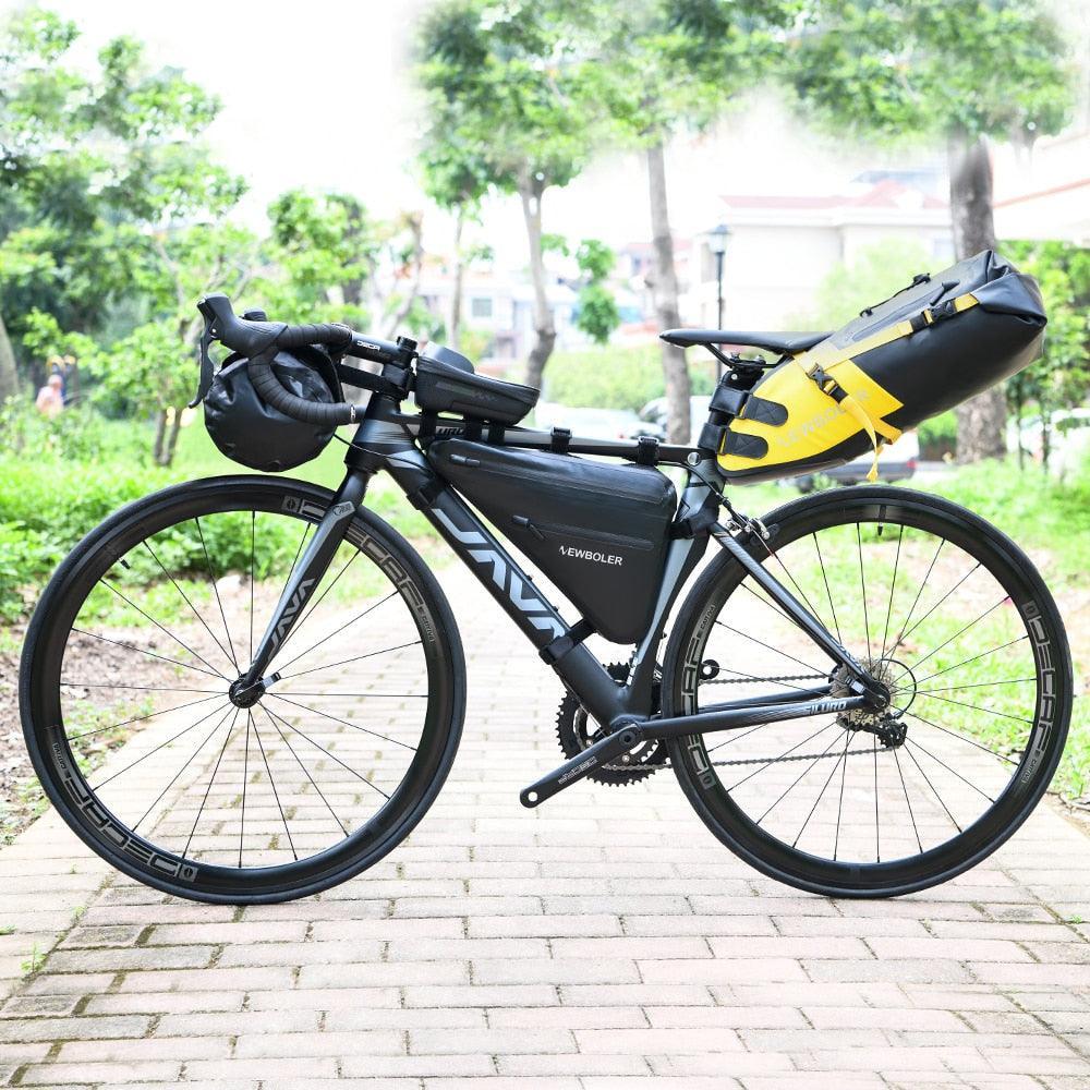 NEWBOLER Full Waterproof Bike Frame Bag - AS-017A Large Capacity Triangle Bag - 600D Nylon Seamless Pannier for MTB &amp; Road Bikepacking (1L-10L)