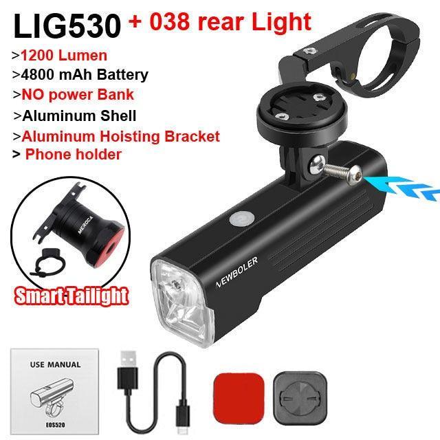 NEWBOLER 1000 Lumen Bicycle Light - 4800mAh High Capacity Battery - USB-C Rechargeable with Power Bank Function - Anti-Glare High/Low Beam Bike Lamp