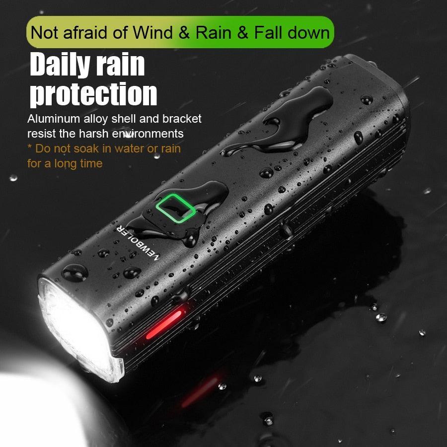 NEWBOLER 1000 Lumen Bicycle Light - 4800mAh High Capacity Battery - USB-C Rechargeable with Power Bank Function - Anti-Glare High/Low Beam Bike Lamp