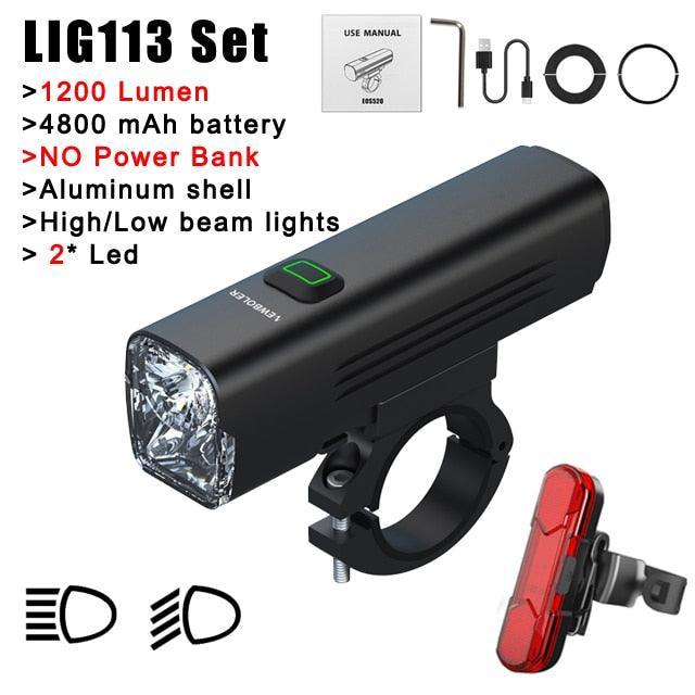 NEWBOLER 1000 Lumen Bicycle Light - 4800mAh High Capacity Battery - USB-C Rechargeable with Power Bank Function - Anti-Glare High/Low Beam Bike Lamp