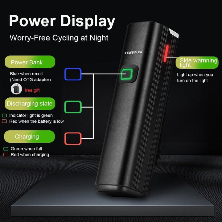 NEWBOLER 1000 Lumen Bicycle Light - 4800mAh High Capacity Battery - USB-C Rechargeable with Power Bank Function - Anti-Glare High/Low Beam Bike Lamp